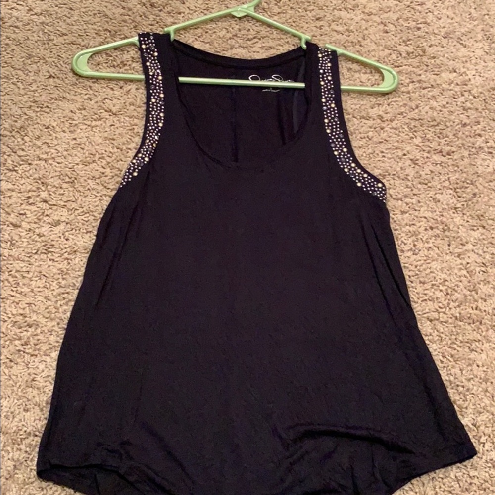 Jessica Simpson black beaded tank